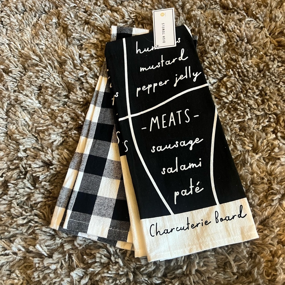 NWT target black and white plaid‎ desk towel set